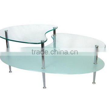 Modern New design Oval glass top 3 layer Coffee Table