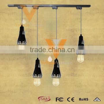 Factory Wrought Sterliing Shadow Pendant Lamp Hand Blown Track Light Vintage Glass Hanging Lamp