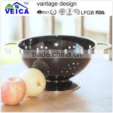 classic carbon steel colander/food strainer in color coating/fruit and vegetable container