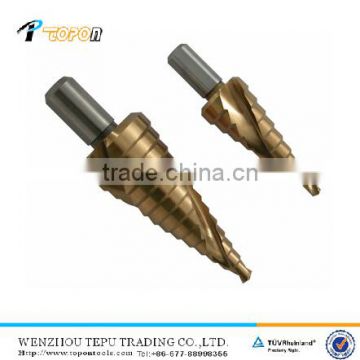 HSS step drill bits with spiral flute
