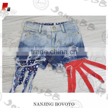 distressed bleached 4th of July denim shorts