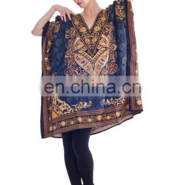 INDIAN Caftan Tunic polyester maxi poncho Women's Kaftan caftan Night wear Hippie Dress Kimono Satiny Silky Look Plus Size