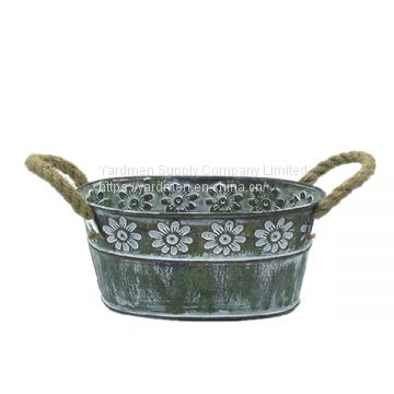 2018 europe style design galvanized finish metal flower pot container