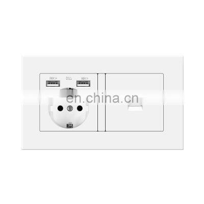 RJ45 Computer Wall Socket connect Jack, CAT5E Connector Cable network Interface Outlet EU Standard Power outlet