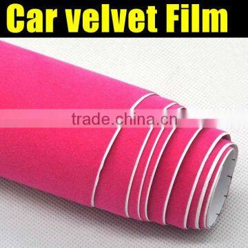 Whosale New Style Velvet Vinyl Wrap Films Outdoor1.35*15M pink color