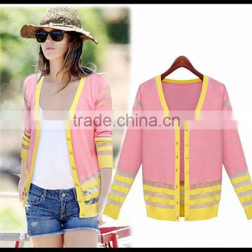 Alibaba China whloesale assorted color ladies cotton knitted cardigan
