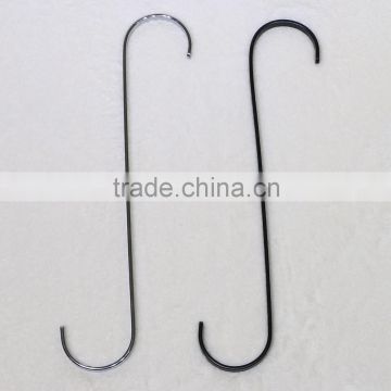 Long metal S hook for hanging items