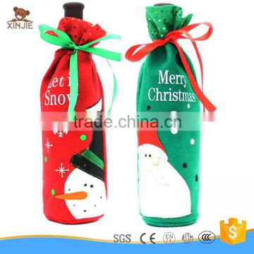 customize cheap plush christmas wine bottle cover