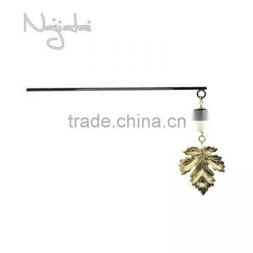 A Big Metal Leaf Kimono Lampwork Glass Beads Kanzashi Hair Stick