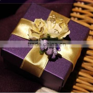 2015 Elegant luxury purple paper folding candy box for wedding