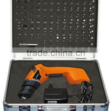 7.2V-18V cordless drill packing in Alu-Case with 102pcs bits