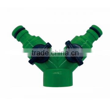Garden Y shaped hose connector splitters with valves