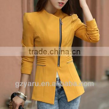 Korean Fashion Women Ladies Yellow Blazer Long Sleeve Blazer for Lady