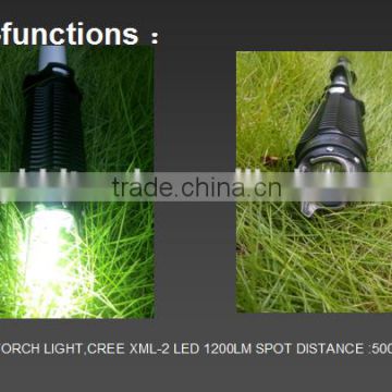 the most powerful police flashlight,XML 2 LED 10W,1200LUMEN,3PCS ICR26650 RECHARGEABLE BATTERY,5000MAH.IP65 waterproof