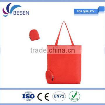 Polyester 210D folding shopping bag with a zipper pocket