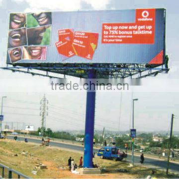 Three sides outdoor advertising billboard with pillar