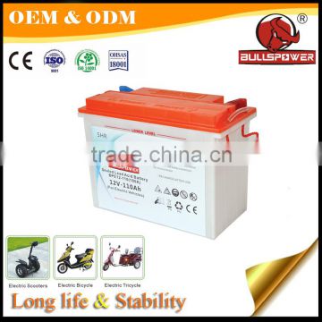 Lead acid battery 12v 110ah electric tricycle battery with tubular positive plate