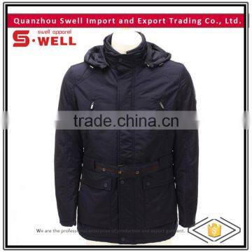 quantity production nice quality winter cold mens jacket with waist belt