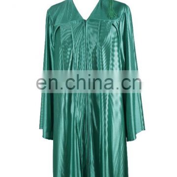 2017 hot sale emerald green shiny graduation cap and gowns set/graduation gown
