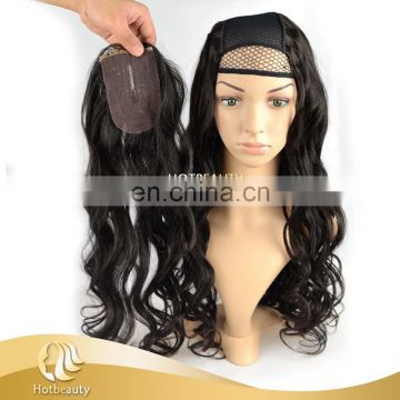 2015 fashion ladies brazilian hair natural wave u- part wig with baby hair