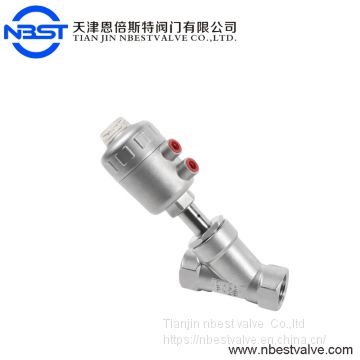 DN20 Double Acting Stainless Steel Pneumatic Water Steam Control Angle Seat Valve