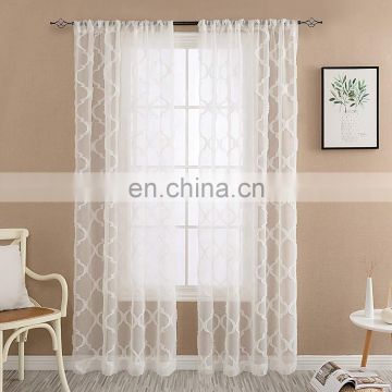 Rod pocket clipped usa design burn out curtain sheer window for bedroom