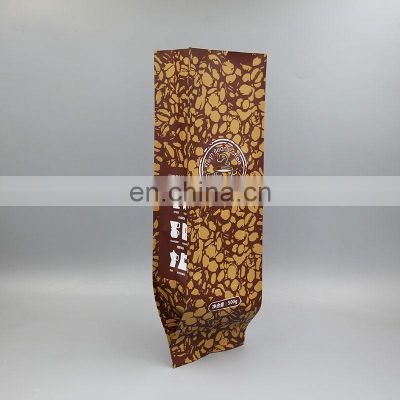 Custom printed flat bottom coffee bag with vent aluminium foil bag for coffee packaging
