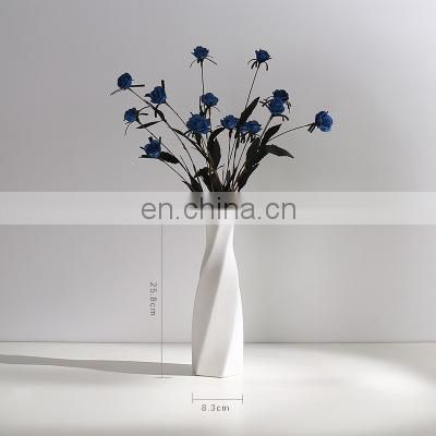 Matt White Color Nordic INS Style Spiral Figurines Frosted Design Model Home Room Flowers Decorative Ornament Ceramic Vase