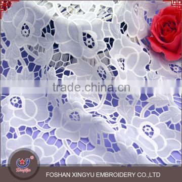 Fashion 130CM white water soluble 100% Polyester chiffon embroidery lace fabric