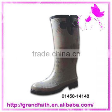 2014 Hot selling custom high heel rubber rain fashion boots women