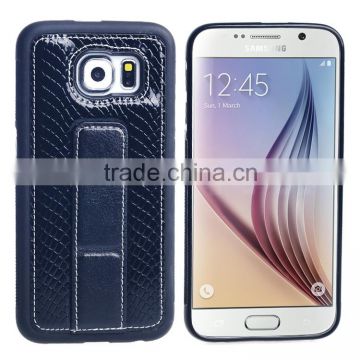 Factory Leather Back Case with Stand Function for Samsung S6