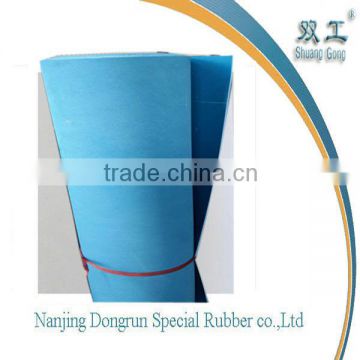 blue SBR rubber sheet fabric surface