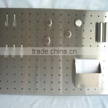 stainless steel magnetic memo board with pen holde and pad hoder
