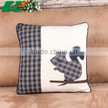 2015 cartoon squirrel embroidery cotton and linen pillowcases Creative home cloth art car cushion cover