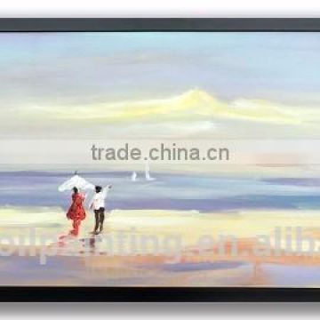 DEC024F Handmade Modern Blue Sky And Seaside Paintings Canvas With Frame Art Oil Painting