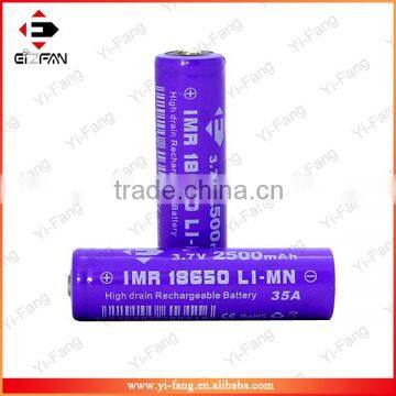 efan vaped batteries 18650 2500mah 35A 3.7v battery button top for electronic cigarette big battery