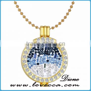 Alloy Necklace Locket, Coin Gold Necklace,Charm Crystal Necklace Women
