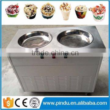 Commercial 2 cold pan durable thailand ice pan fry fried roll ice cream machine