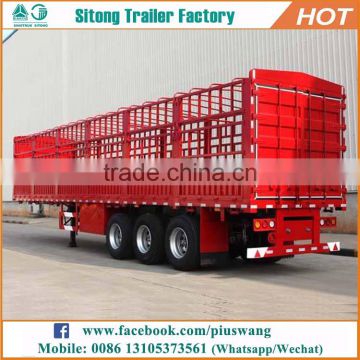 Tri-axle box type flat bed trailer with side cover stake semi trailer for sale
