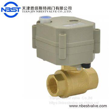 DN8  brass mini intelligent electric Operated Ball Valve with manual
