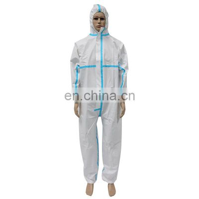Disposable coverall microporous protection with hood and boot ppe kit disposable hazmat suit