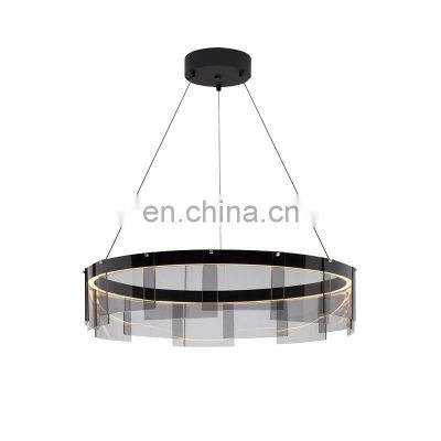 Modern Art LED Chandelier Post-modern Round Pendant Light For Living Room Design Round Glass Ceiling Hanging Lamp