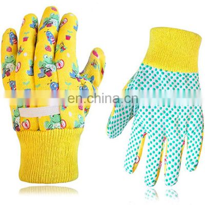 Soft Safety Toddler Garden Gloves 3-6 Years Old Cotton Children Garden Working Gloves PVC Non Slip Kids Gardening Gloves