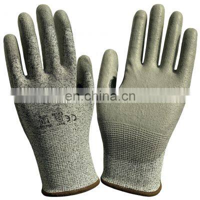 HPPE Glass fiber PU CE EN388 4543 ANSI A4 Butcher Glass Handling Metal Mechanical Auto Anti Cut Resistant Safety Work Gloves