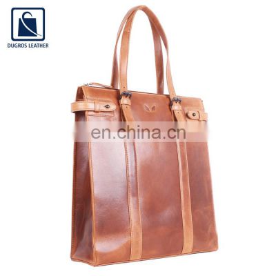 Vintage Style Unique Design with Matching Stitching Men Genuine Leather Laptop Bag