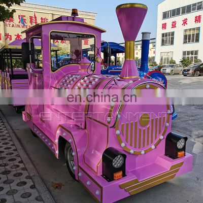 Amusement Park Rides Children Adult Customized Trackless Pink Train