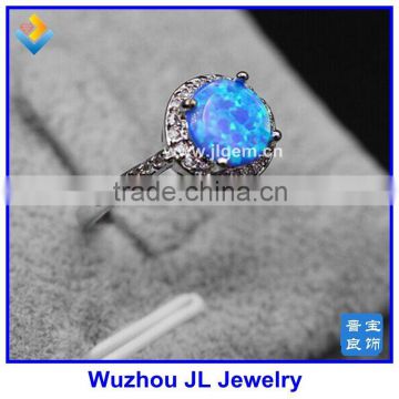 Cabochon Opal Round Stone Copper Alloy CZ Rings Colorful Opal CZ Rings