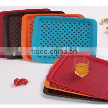 2016 New High Quality Rectangle Anti-skid Serving Tray Plastic Tray
