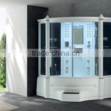 Comfortable Bathroom Shower Cabin with Sauna Steam with step and bathtub for 2 person