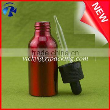 30ml Dark Red essential oil bottle with Aluminum dropper in stock